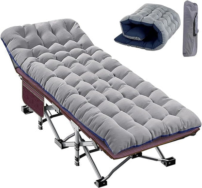 Slsy Folding Camping Cot for Adults with Pad, Padded Portable Sleeping Cots, Camp Bed with Carry Bag for Outdoor Travel, Beach, Hiking