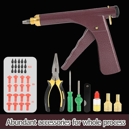 Tire Repair Kit With Plugs Mushroom Tire Plug Kit Tire Patch Kit Heavy Duty Professional Tubeless Tire Gun Puncture Kit for Tyre Punctures and Flats on Cars Motorcycles Trucks and Tractors (Brown)