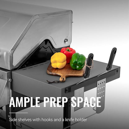 Royal Gourmet GA5406TS 5 Burner Propane Gas Grill with Side Burner and Sear Burner, Cart Style Gas BBQ Grill with Porcelain-Enameled Cast Iron Grates for Backyard Cooking, Silver & Black