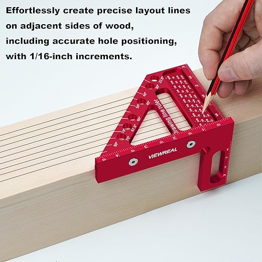 Premium Carpenter Square Hole Scribing Ruler Woodworking Square 22.5-90 Degree Measuring Ruler with Angle Pin,Versatile Multi Angle Square for Woodworking, Engineering, and Construction