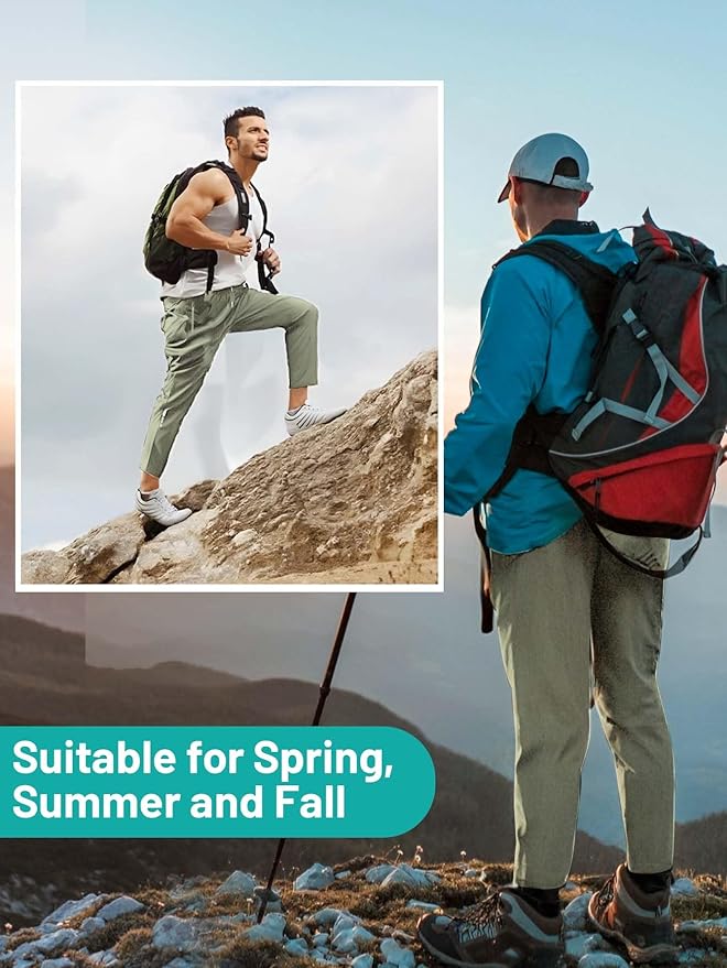 Men's Hiking Pants Quick-Dry Lightweight Sweatpants Outdoor Fishing Pants Water Resistant with Zipper Pockets