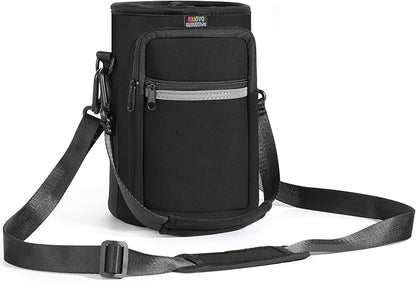Nuovoware Water Bottle Carrier Bag,25oz/40oz/64oz Bottle Pouch Holder,Adjustable Shoulder Hand Strap 2 Pocket Sling Neoprene Sleeve Sports Accessories for Hiking Travelling Camping