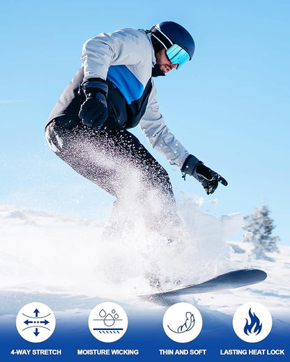 Runhit Mens Thermal Underwear Set：Fleece Lined Long Johns for Men Thermal Shirts and Pants Base Layer Cold Weather Thermals