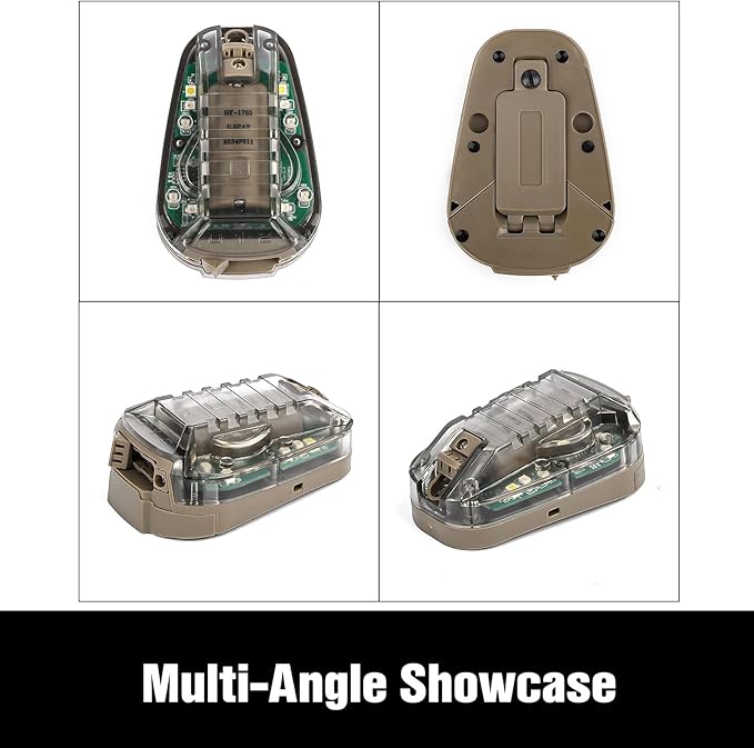 Tactical Helmet IR Strobe Light,Identification Light with Optional 4 Modes, Survival Signal for Outdoor Sports (Brown Base-Green)