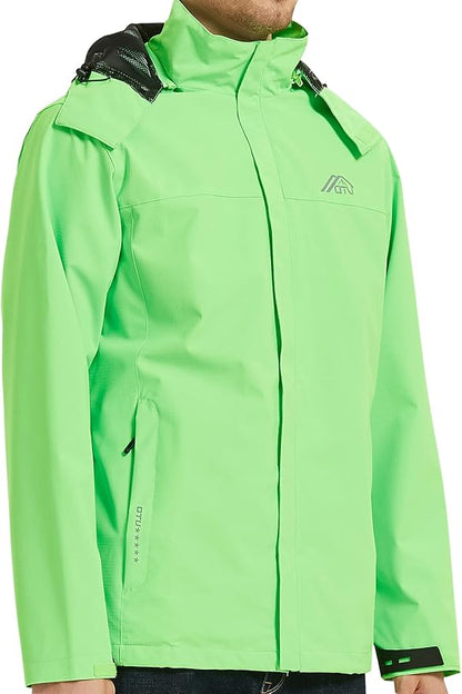 OTU Men's Lightweight Waterproof Hooded Rain Jacket Outdoor Raincoat Shell Jacket for Hiking Travel