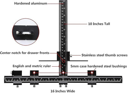 Cabinet Hardware Jig Tool All Aluminum Alloy,Adjustable Drill Guide Template Tool for Installation of Door Drawer Front Knobs Handles and Pulls