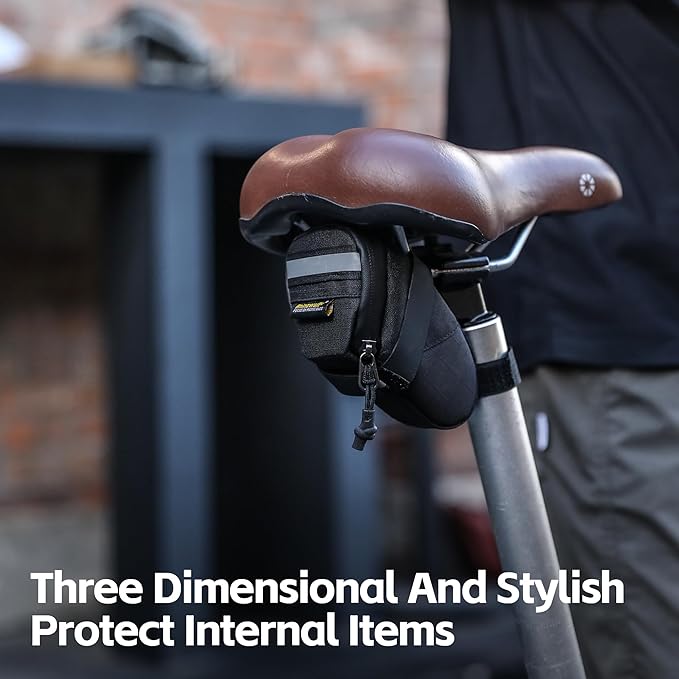 Bike Seat Bag Bicycle Saddle Bag 0.4L Cycling Under Seat Pouch for Mountain Road Biking and Commuting Trips (Black)