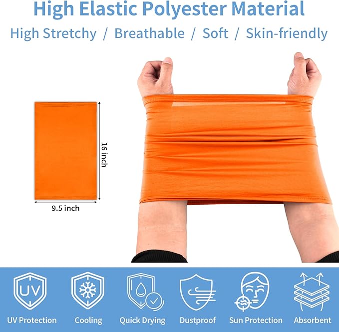 5 Pack Neck Gaiter Face Cover for UV Sun Protection, Dustproof Breathable Cooling Gator for Men Women Outdoor Sports