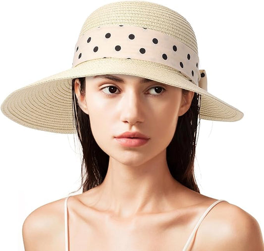 Beach Hats for Women Oversize Wide Brim Straw Sun Hat Foldable UV Protection Hat for Travel
