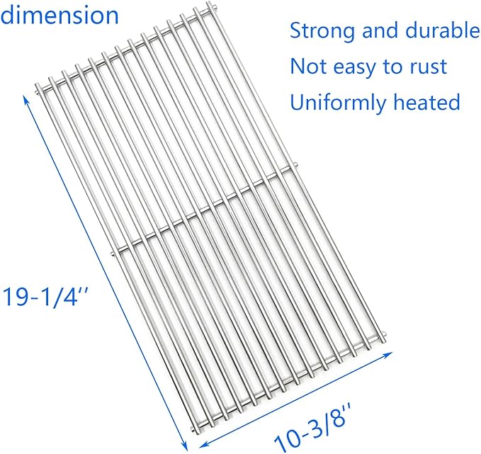 19-1/4" Stainless Steel 3pack Grates Replacement Parts for Jenn Air 720-0337,720-0512,Kirkland 720-0193 720-0432,720-0025, 720-0108 Charmglow 720-0234,720-0396 Ducane, Brinkmann 810-8501-S Gas Grill