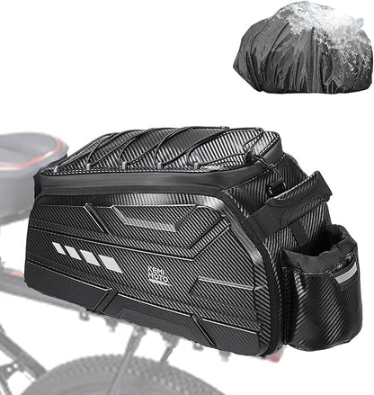 KEMIMOTO Bike Bag 11L EVA Hard Shell, Stable Installation Rear Rack Bag with Waterproof Cover, Bicycle Trunk with Shoulder Strap for Commuter Travel Outdoor