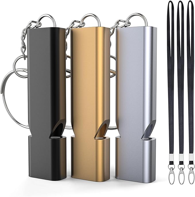 Braylin 3-Pack Emergency Whistles with Lanyard, Referee Whistle, Sports Whistles, Safety Whistle, Survival Whistle, Loudly Shrill, for Outdoor Sport, Various Competitions