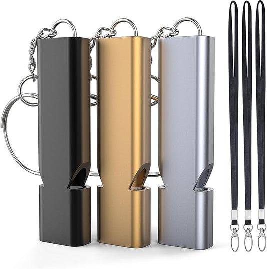 Braylin 3-Pack Emergency Whistles with Lanyard, Referee Whistle, Sports Whistles, Safety Whistle, Survival Whistle, Loudly Shrill, for Outdoor Sport, Various Competitions