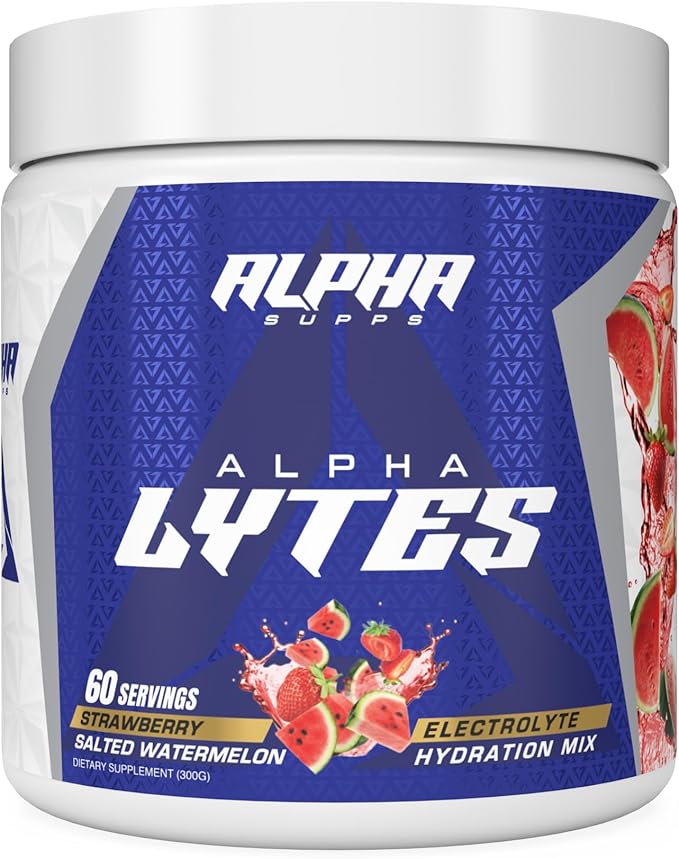 Alpha Lytes - Electrolyte Powder Daily Hydration Drink Mix - Sugar-Free, Zero Calorie Instant Formula with Trace Minerals and Antioxidants (60 Servings, Salted Watermelon Strawberry)