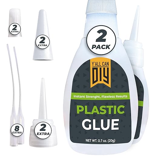 Y'allCanDiy Super Glue for Plastic 2 Pk x .7 Oz (20g) – Cyanoacrylate Based Heavy Duty CA Glue for Legos, Miniatures, PLA, 3D Printing, Toys, ABS, PVC, DIY Kits