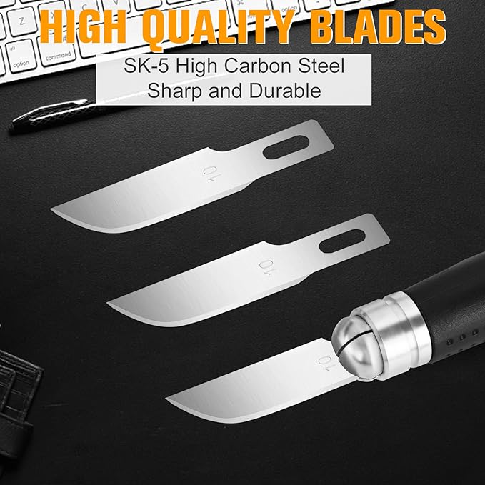 100 Pack Hobby Blades Set #10 Craft Knife Blades Refill Hobby Knife Replacement Blades with Storage Box for Art Craft Scrapbooking Supplies Caving Stencil