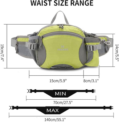 Peicees Hiking Fanny Pack Large Waist Bag for Men Women with Bottle Holder Water Resistant Lumbar Pack for Hiking Camping Fishing Outdoor (Bottle Not Included)
