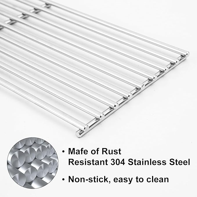 J&HYBBQ 4Pcs Stainless Steel Grill Grate 19 1/4 x 7.5 Inch, 7mm Rod BBQ Grill Grate Compatible with Bull Angus, Brahma, Outlaw, Steer Premium, Lonestar Select, 7 Burner Premium, Lion Premium