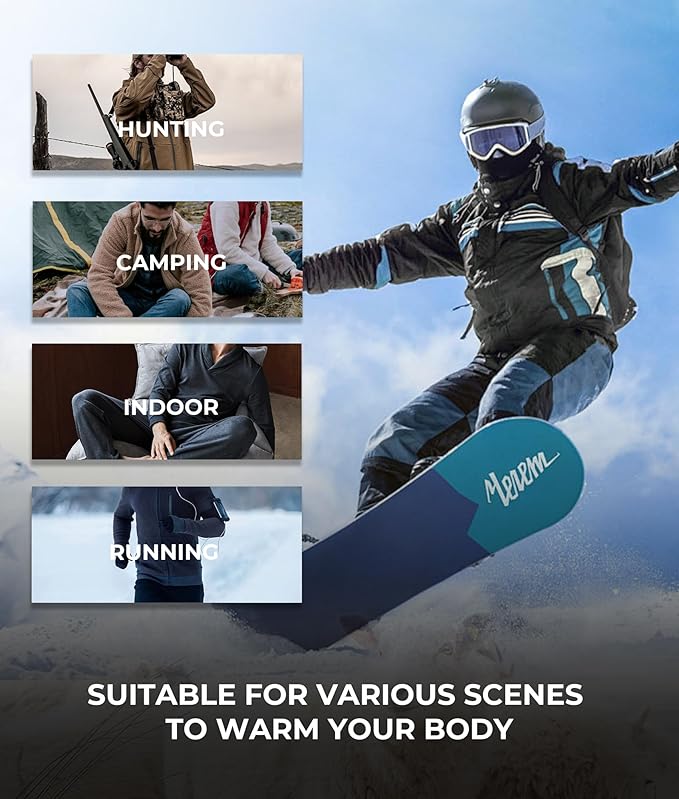 Men's Heavyweight Thermal Underwear Long Johns Bottom with Soft Wool Lining, Stretch Comfortable Base Layer for Cold Weather