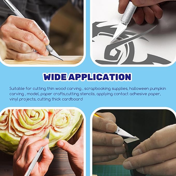 42Pcs Utility Craft Knife Kit Contains 2 Metal Pen Knife and Spare Replacement Blades, Exacto Knife and SK5#11 Hobby Knife Blades for Scrapbooking, Cutting, Carving DIY, Art Work