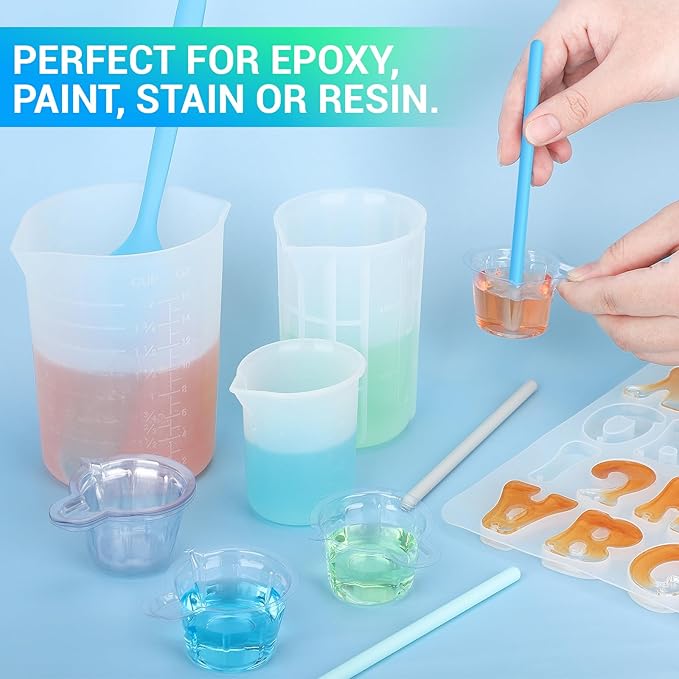 Gartful 4PCS Colored Silicone Stir Sticks, Reusable Mixing Sticks for Epoxy Resin, Paint, Making Glitter Tumblers Cups, Arts, Crafts, Facial Mask Stirring Rods, 4 Colors