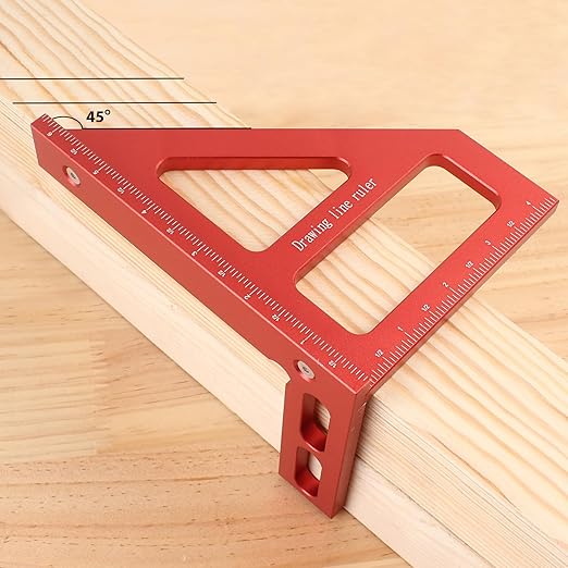 6" Imperial 3D Multi-Angle Measuring Ruler,45/90 Degree Aluminum Alloy Woodworking Square Protractor,Drawing Line,Miter Triangle Ruler High Precision Layout Measuring Tool for Woodworking