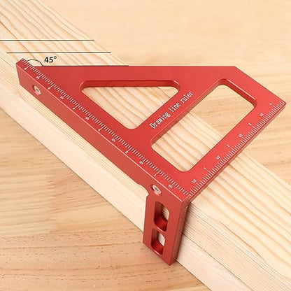 6" Imperial 3D Multi-Angle Measuring Ruler,45/90 Degree Aluminum Alloy Woodworking Square Protractor,Drawing Line,Miter Triangle Ruler High Precision Layout Measuring Tool for Woodworking