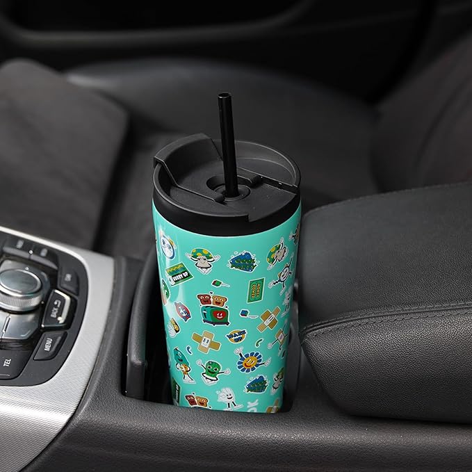 BJPKPK 22oz Insulated Tumbler With lid And Straw Stainless Steel Tumblers Travel Coffee Mug Reusable Thermal Cup,Playground