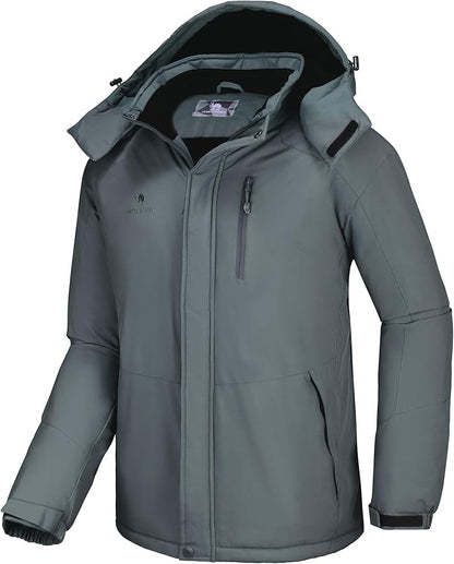 CAMELSPORTS Mens Winter Jacket Waterproof Warm Snow Ski Jackets Faux Fur Fleece Rain Coats with Removable Hood