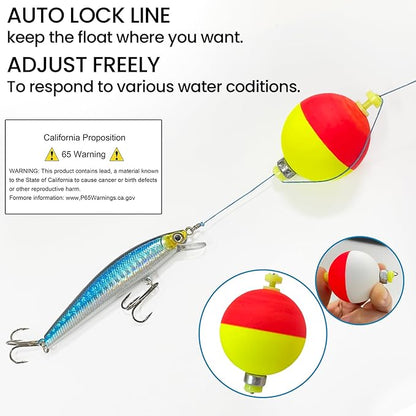 15 PCS Fishing Bobbers Floats EVA Foam Weighted Bobbers Snap-On Peg Floats Oval Fishing Bobbers for Bass Trout Crappie