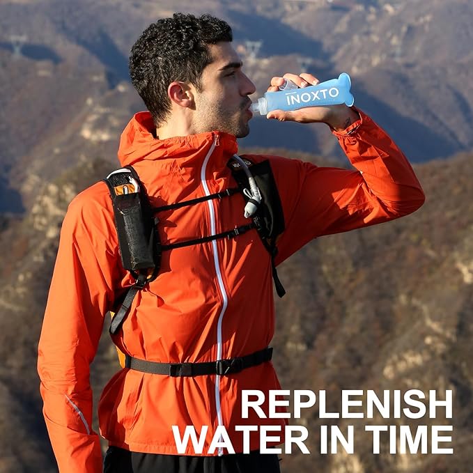 INOXTO Soft Flask,Collapsible Soft Water Bottles for Hydration Vests and Running Packs, Soft Flask Running Bottles for Hiking Cycling(250/500 ml) (2 PCS 250ML)