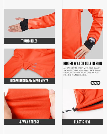 33,000ft Women's Waterproof Fleece Running Jacket Zip Up Athletic Winter Cold Weather Workout Cycling Track Jackets