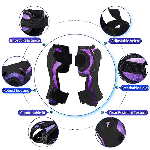 Gradient Color Kids Protective Gear Set Knee Pads for Kid 2-14 Years,W/ Adjustable Strap Kids/Youth Knee Pads Elbow Pads Wrist Guards Set for Inline Roller Skates,Cycling,BMX Bike,Skateboard,Scooter