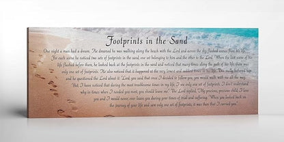 Footprints in the Sand Wall Decor, Footprints in the Sand Inspirational Wall Art, Beach Decor, Christian Gifts for Men and Women Chrisitan Wall Decor, Sympathy Gift.Ready To Hang, C3100-10x30