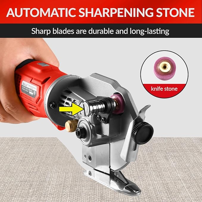 Cordless Electric Rotary Shear Cutter, Multi-layer Electric Fabric Scissors with 1.3"Cutting Thickness, for Cloth Fabric Leather and Carpet, Comes with 1 Battery, 2pcs blade, 14.4V