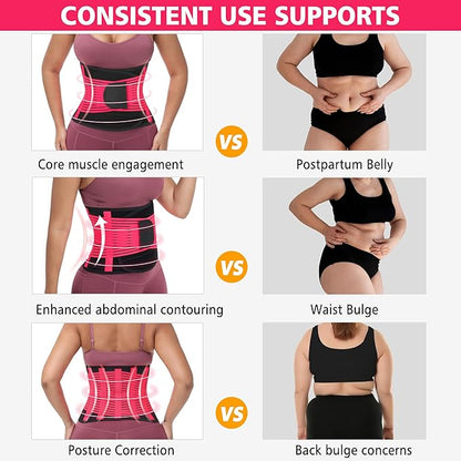 KOOCHY Waist Trainer For Women Men,Adjustable Sweat Band Tummy Control Belt,Waist Trimmer for Weight Loss Workout Fitness Gym