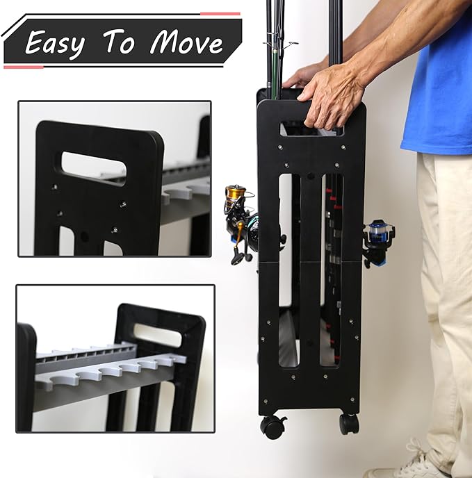 Fishing Rod Holder,Fishing Pole Holders for Garage,Rod Holder for 16 Rod and Reel Combos,Vertical Fishing Rod Rack Floor Storage,Fishing Gifts for Men (Gray)