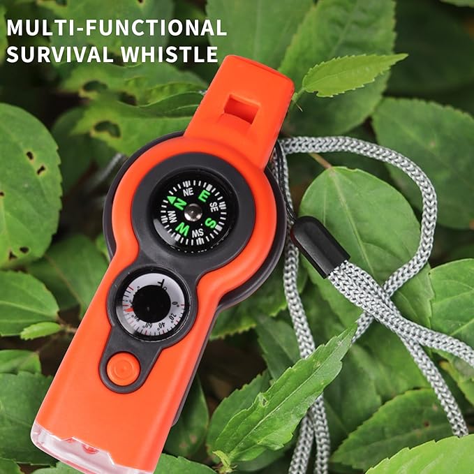 Emergency Survival Function Whistle, Outdoor Multifunctional Tool Safety Whistle with Lanyard, Ideal for Kayaking, Boating, Hiking, Camping, Climbing, Hunting, Fishing, Rescue Signaling