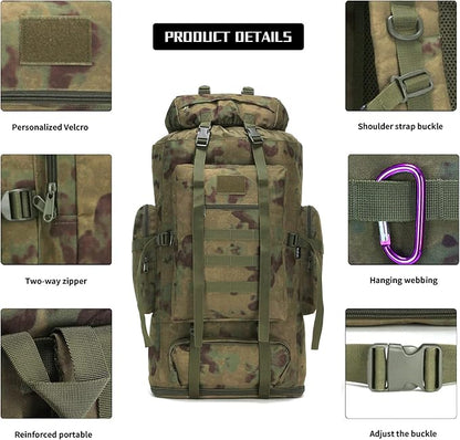 Hiking Backpack for Men 70L/100L Camping Backpack Military Rucksack Molle 3 Days Assault Pack for Climbing
