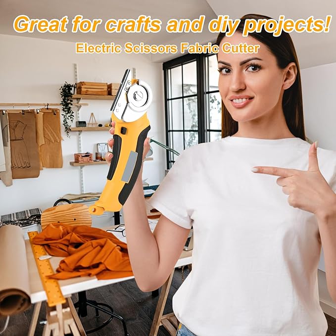 Cordless Electric Scissors 4.2V Fabric Scissors With Safety Lock Rotary Cutter Rechargeable Powerful Fabric Cutter With Blades Multi-Cutting Tools For Cardboard Carpet Leather