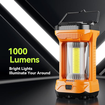 AlpsWolf Camping Lantern Rechargeable, 1000LM 4 Light Modes Camping Light 4000mAh Rechargeable Lantern for Power Outages Portable Camp Lantern with Memory Function, Orange, 1 Pack