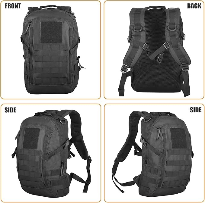 Small Tactical Backpack Military Daypack 12L Molle Bag Rucksack Army Daypack for Outdoor,Hiking,Camping,Travel (Black)