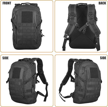 Small Tactical Backpack Military Daypack 12L Molle Bag Rucksack Army Daypack for Outdoor,Hiking,Camping,Travel (Black)