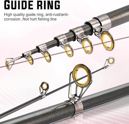 Sougayilang Portable Telescopic Fishing Rod with Carbon Fiber Material and Precision Carved Reel Seat - Suitable for Saltwater and Freshwater Fishing
