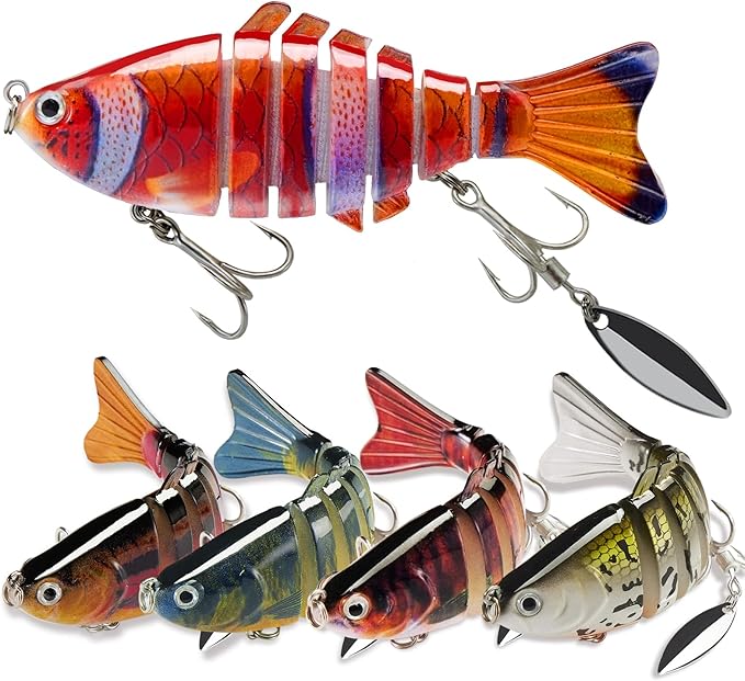 Fishing Lures with Spinner Baits Blades for Topwater, Swimbait for Trout and Bass Slow Sinking, 5pcs Fishing Hard Baits