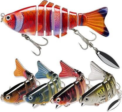 Fishing Lures with Spinner Baits Blades for Topwater, Swimbait for Trout and Bass Slow Sinking, 5pcs Fishing Hard Baits