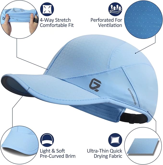GADIEMKENSD Stretch Running Hat with Soft Brim, Quick Dry, Unstructured, Unisex-Adult