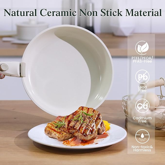 11 PCS Kitchen Cookware Sets with Detachable Handle, Pots and Pans Set Non Stick, Induction Pan Set for RV Cookware,Oven Safe, PFOA Free