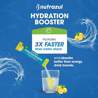 nutrazul Hydration Booster, Electrolytes Powder Sticks with Sodium, Potassium, Vitamin B6 & B12, No Artificial Sweeteners, Acai Berry, Lemon Lime & Passion Fruit Flavor, 30 Sticks, (Pack of 3 x 10)