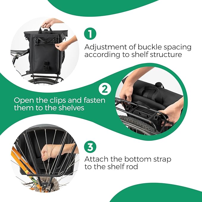 ROCKBROS Rear Rack Bike Bag Waterproof Bike Rack Bag with Helmet Fixing Buckle Rear Bike Rack Bag Detachable Shoulder Straps Convertible Backpack Fit for All Pillion Racks 18L Capacity